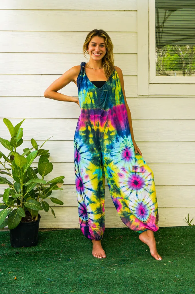J4248- Hand Dyed Hippie Racerback Jumpsuit Romper
