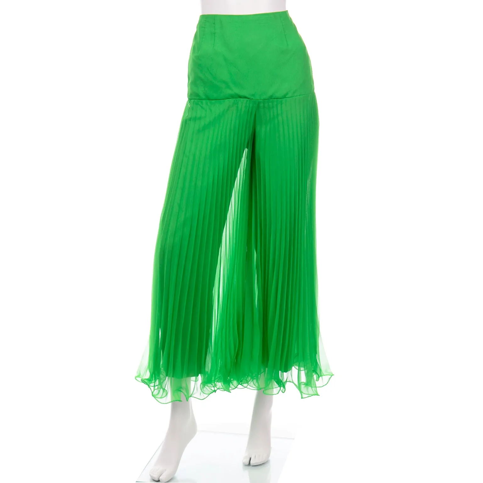 Jack Bryan by Dupuis Vintage Green Sleeveless Beaded Jacket & Pleated Palazzo Pants