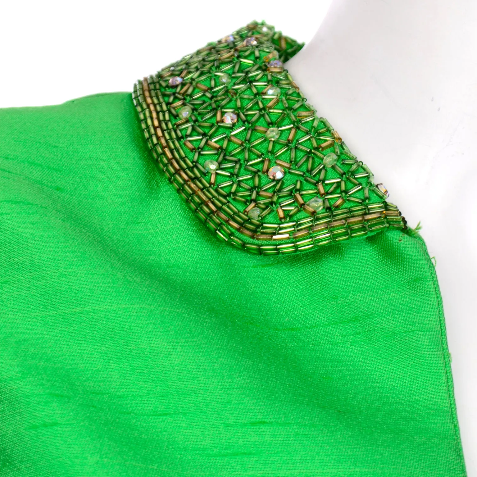 Jack Bryan by Dupuis Vintage Green Sleeveless Beaded Jacket & Pleated Palazzo Pants