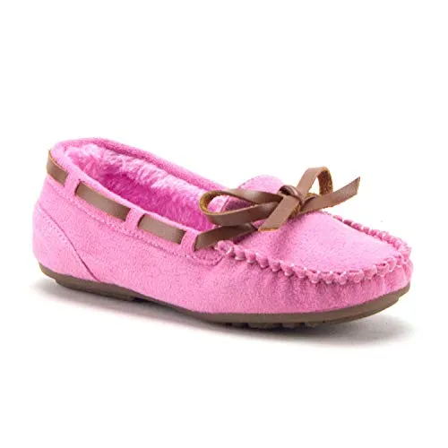 J'aime Aldo Toddler Girls' Little Kids' Tasha Warm Fur Lined Slip-On Moccasins Smoking Flats Shoes