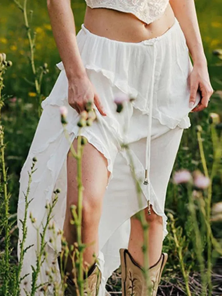 Joskaa Ruffle Slit Midi Skirt