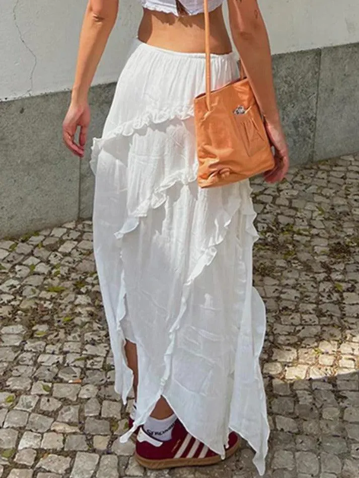 Joskaa Ruffle Slit Midi Skirt