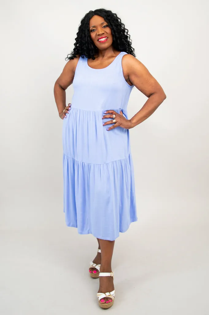 Juni Dress, Periwinkle, Linen Bamboo