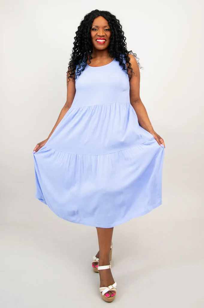 Juni Dress, Periwinkle, Linen Bamboo