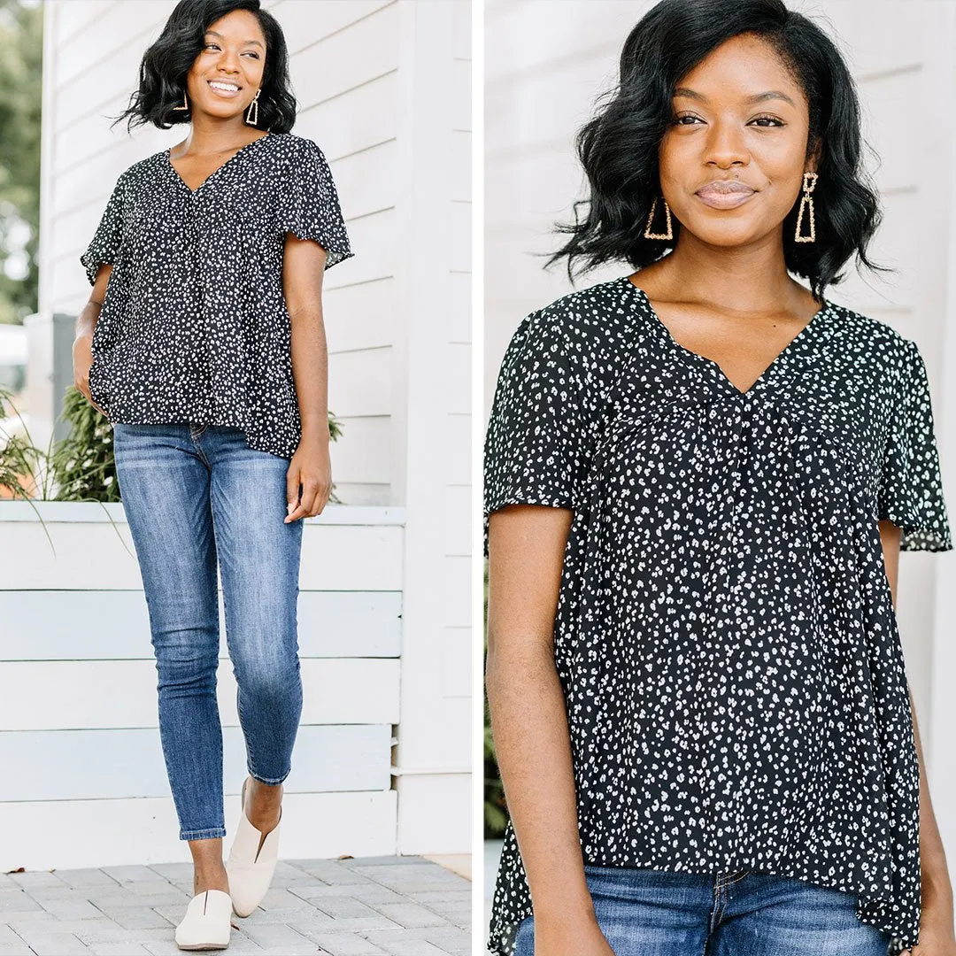 Just A Minute Black Babydoll Top