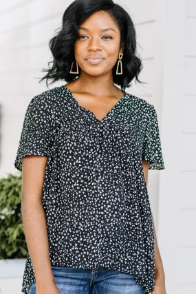 Just A Minute Black Babydoll Top