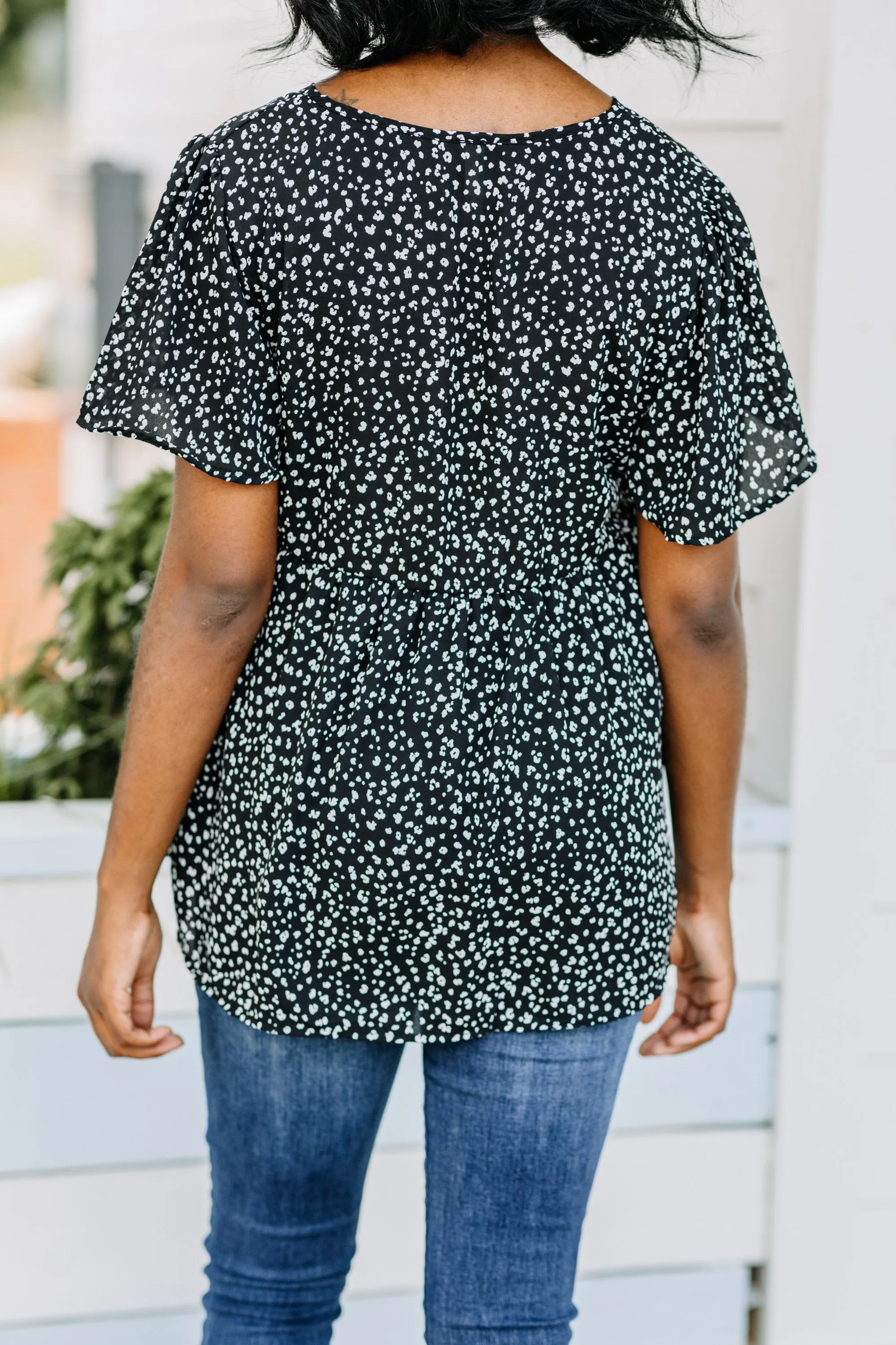 Just A Minute Black Babydoll Top