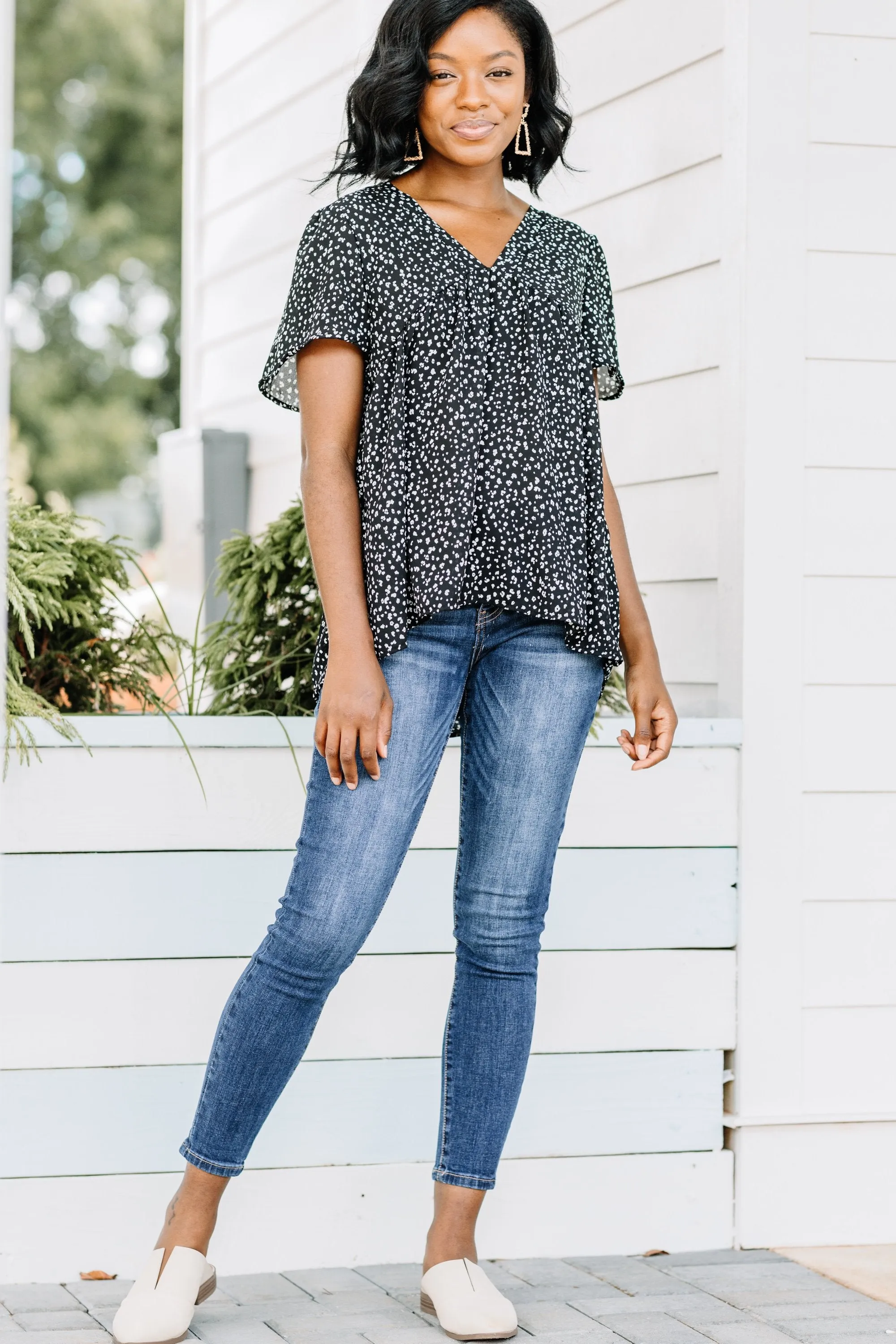 Just A Minute Black Babydoll Top