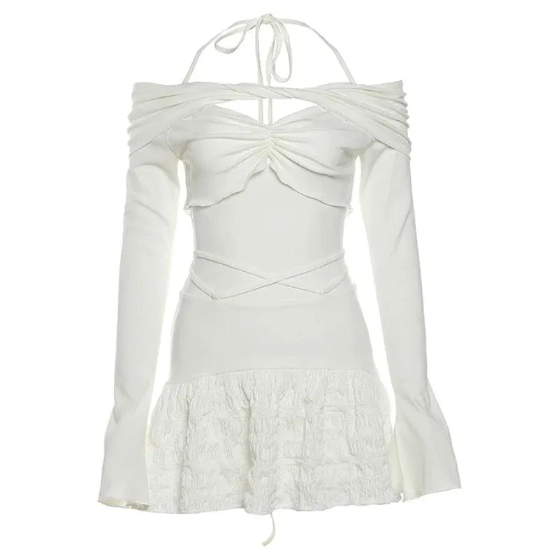 Kliou Winter Halter Dress: Elegant Street-Style Fashion