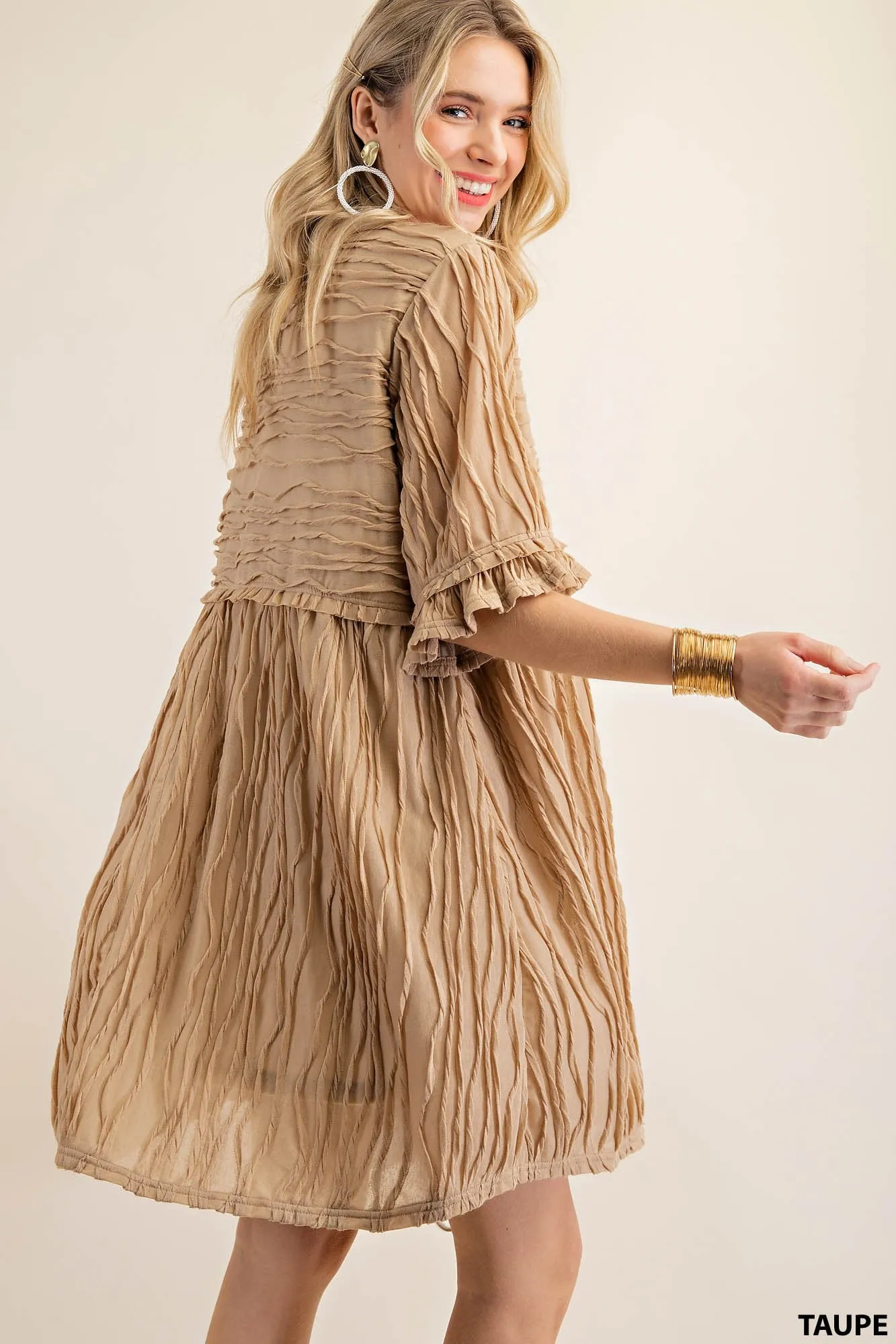 Kori America Pleat Detailing Babydoll Dress/ Tunic Top
