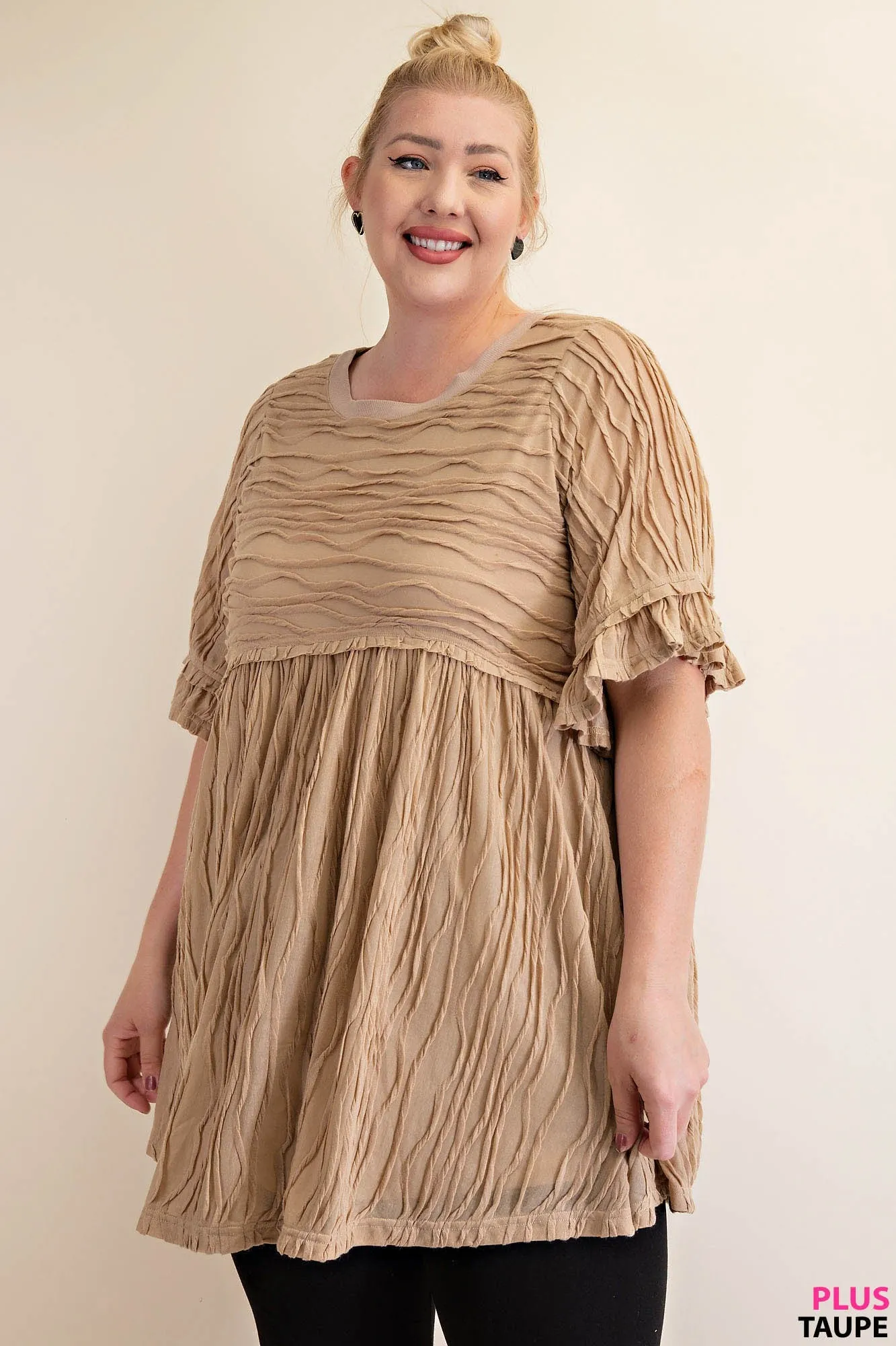 Kori America Pleat Detailing Babydoll Dress/ Tunic Top