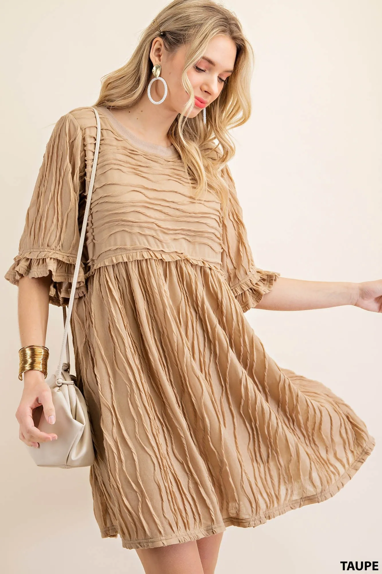 Kori America Pleat Detailing Babydoll Dress/ Tunic Top