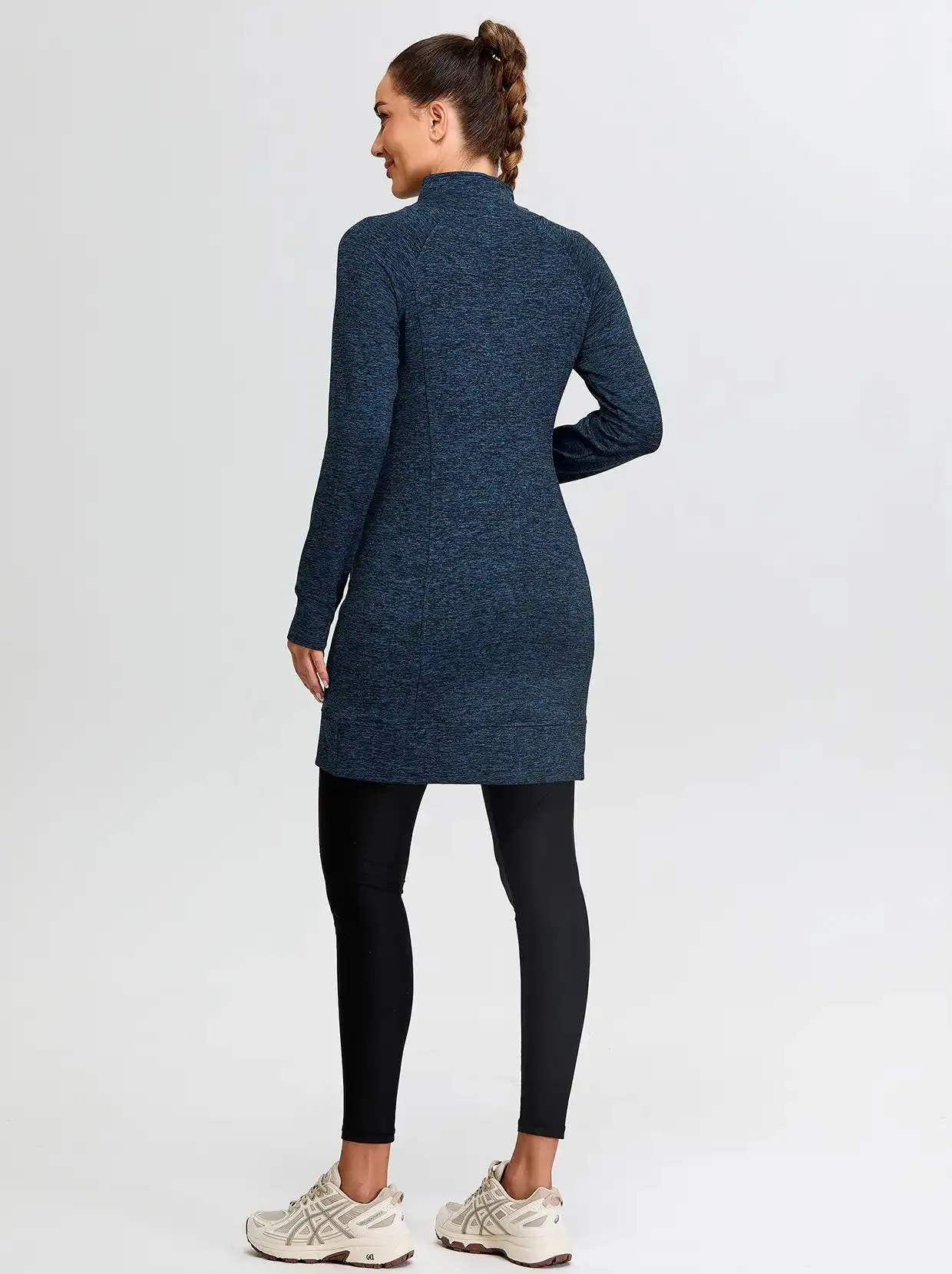 Ladies Side-zip Long-sleeve Thermal Dress with Pockets