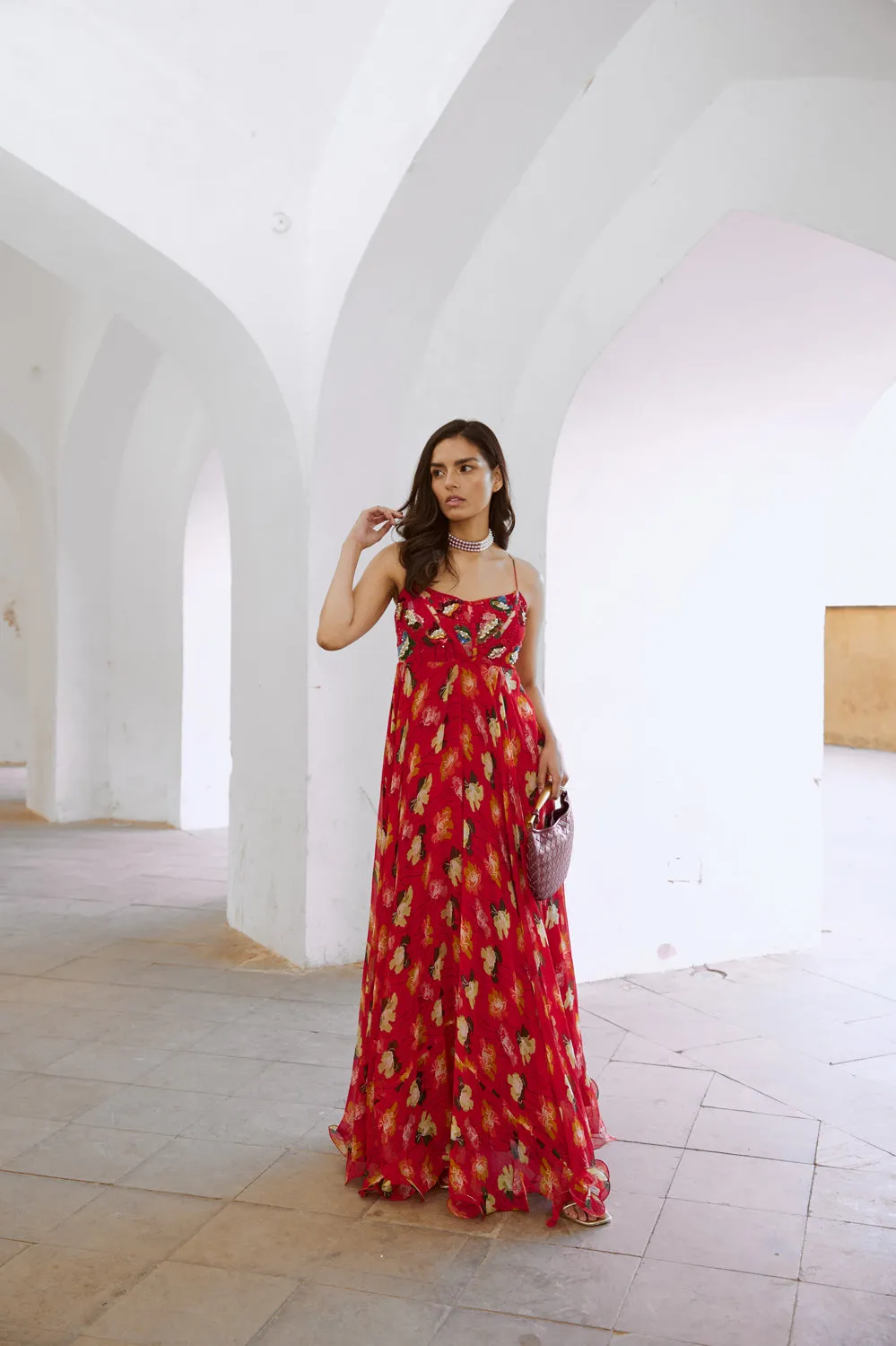 Lal Bagh Poppy Corset Maxi
