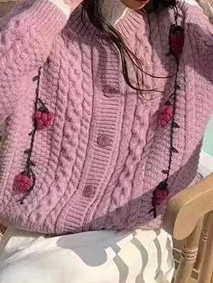 LANFUBEISI - Grape Crochet Knitting Decor Cardigan