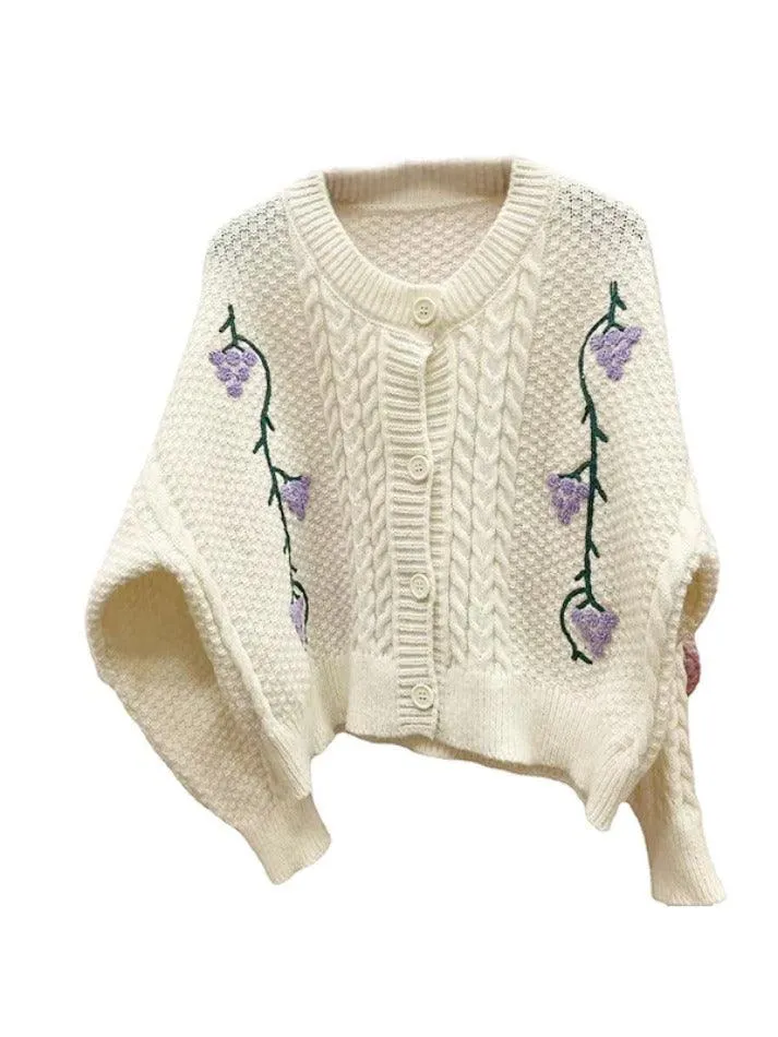 LANFUBEISI - Grape Crochet Knitting Decor Cardigan