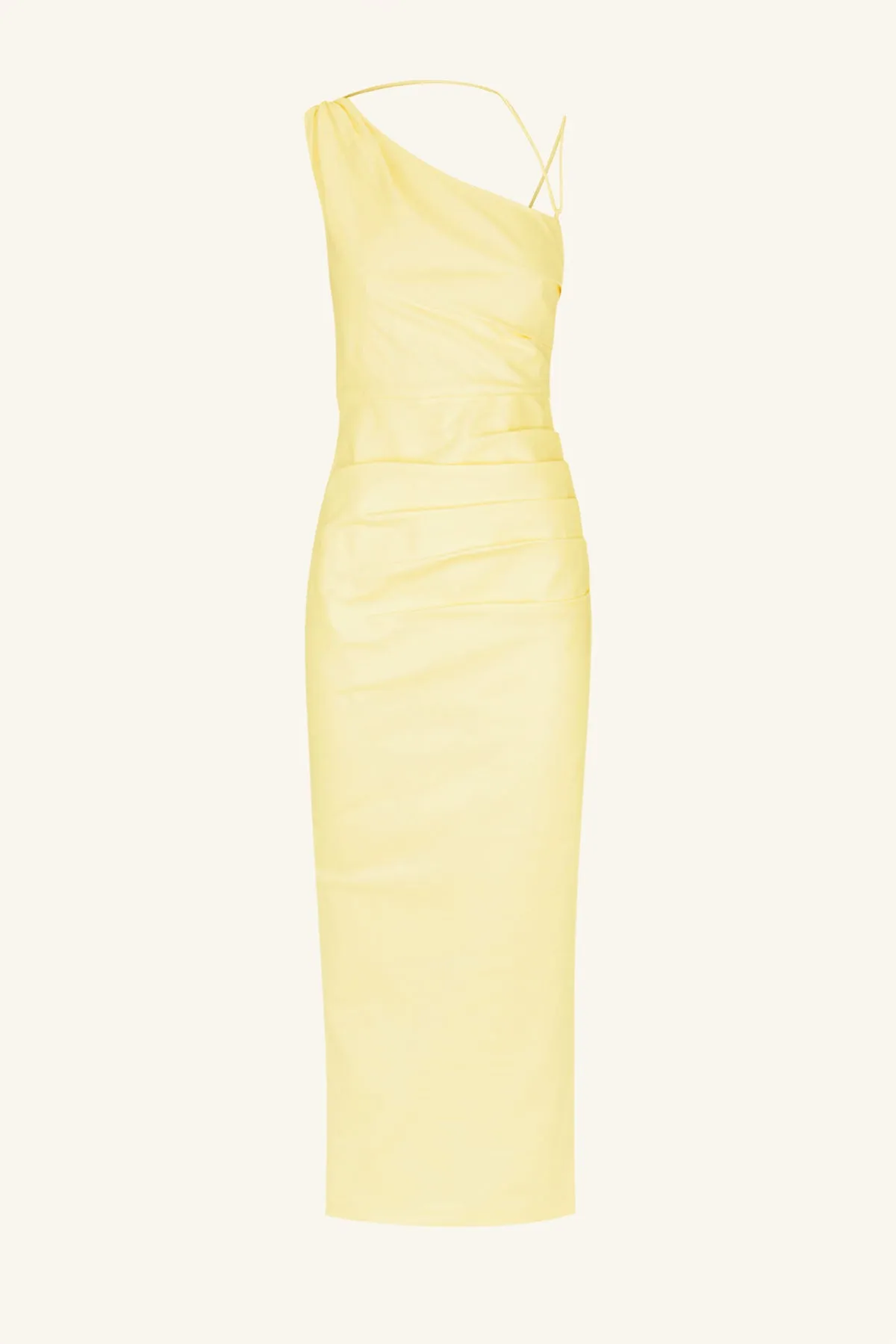 LANI ASYMMETRICAL GATHERED MAXI DRESS - LEMONADE
