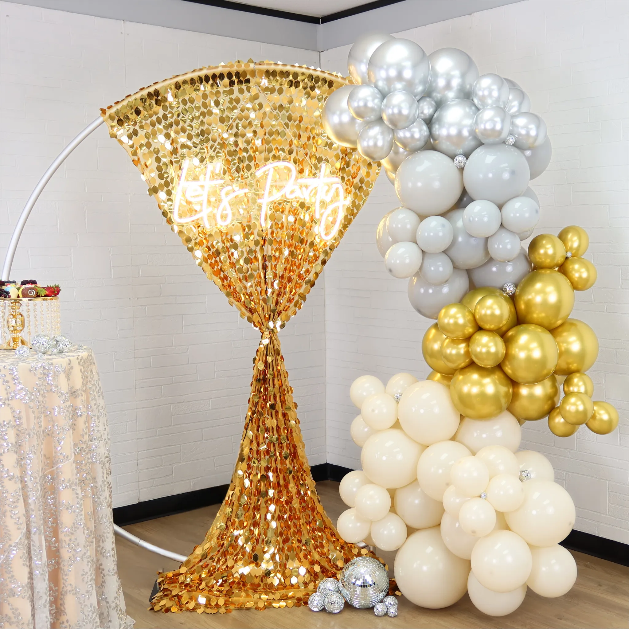 Leaf Payette Sequin 10ft H x 52" W Drape/Backdrop panel - Gold