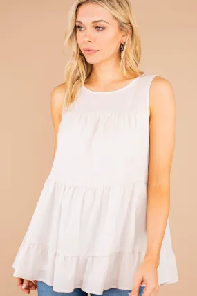 Let's Get Going Natural White Tiered Tank