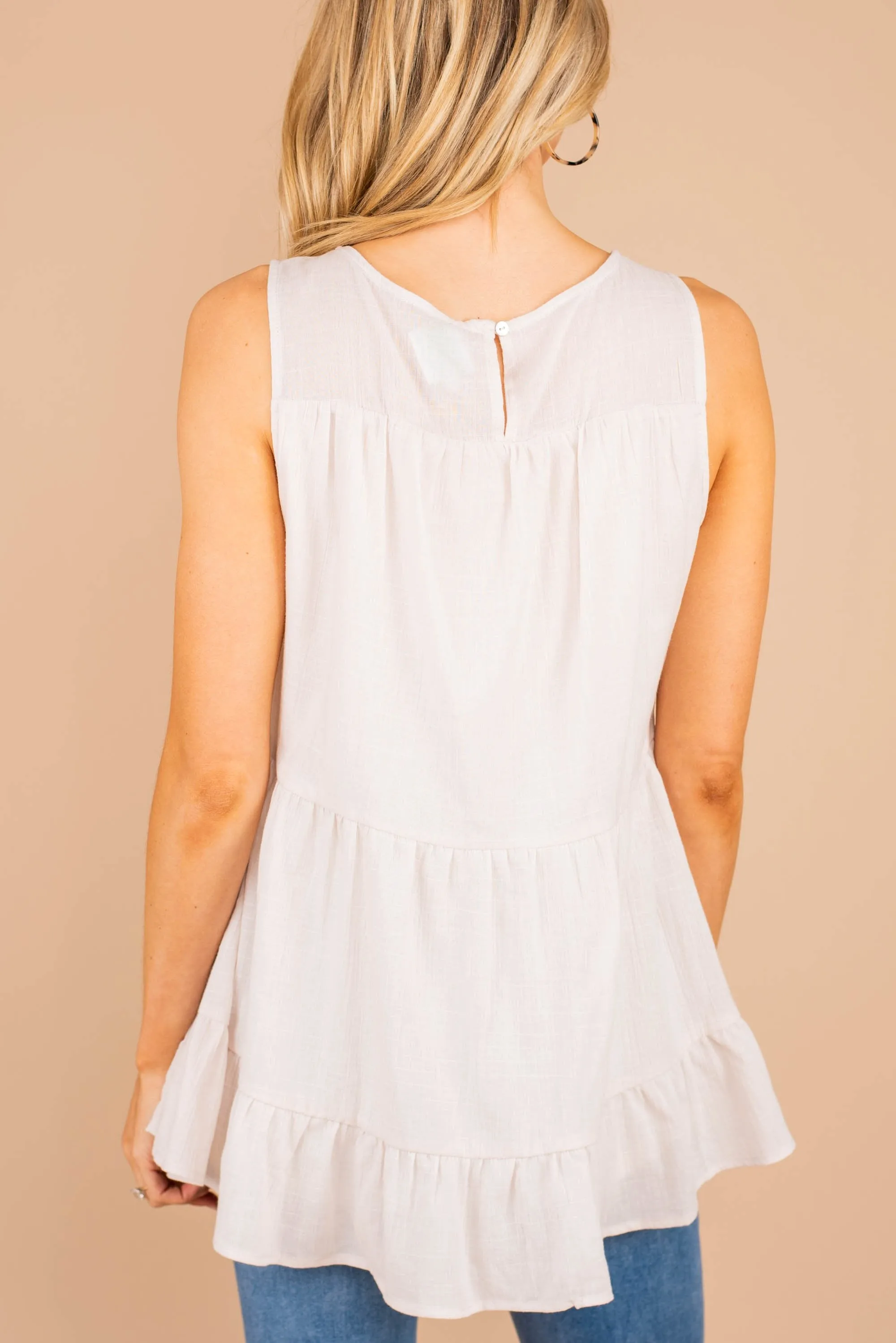 Let's Get Going Natural White Tiered Tank