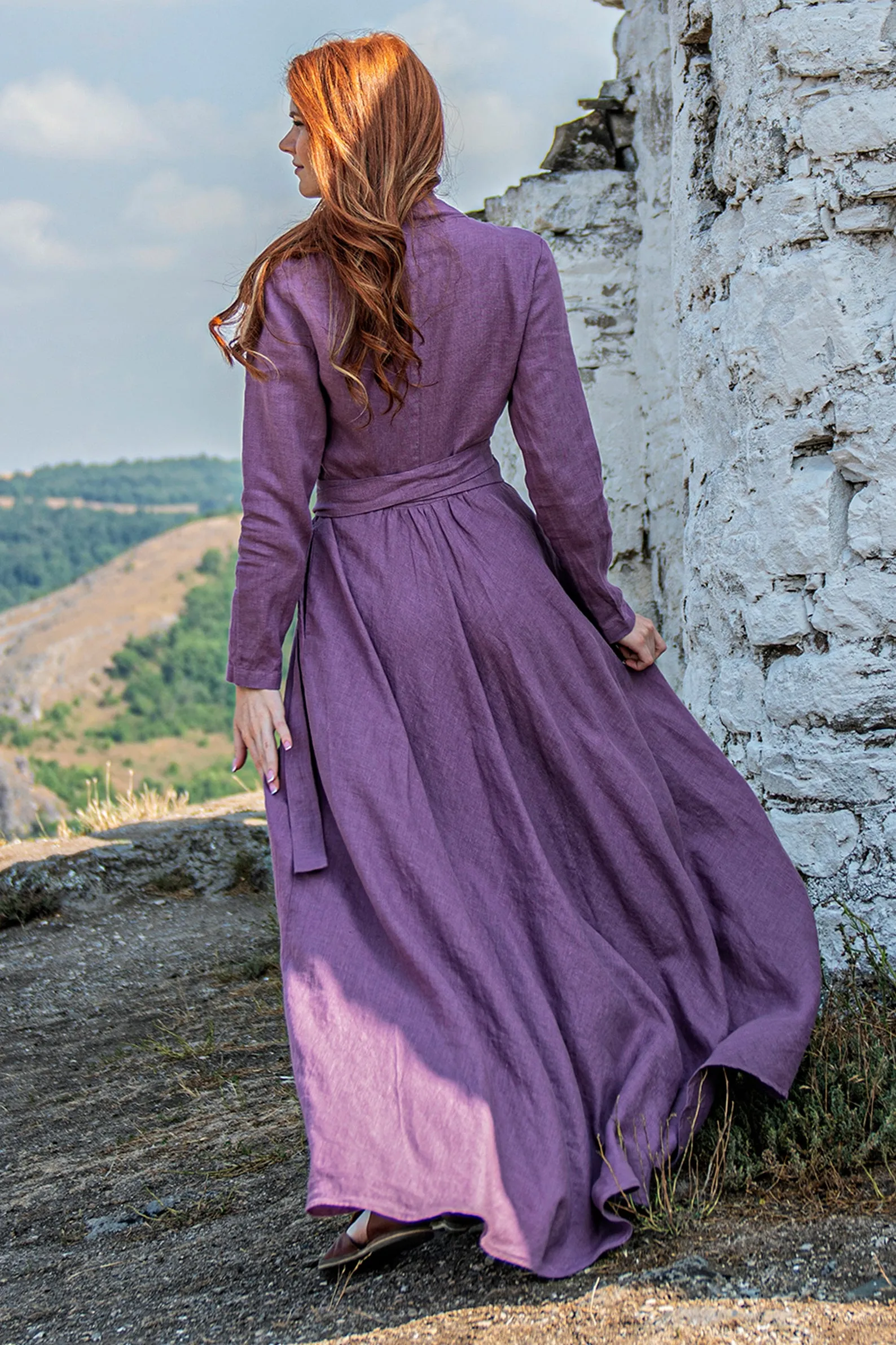 Linen A-Line Maxi Dress