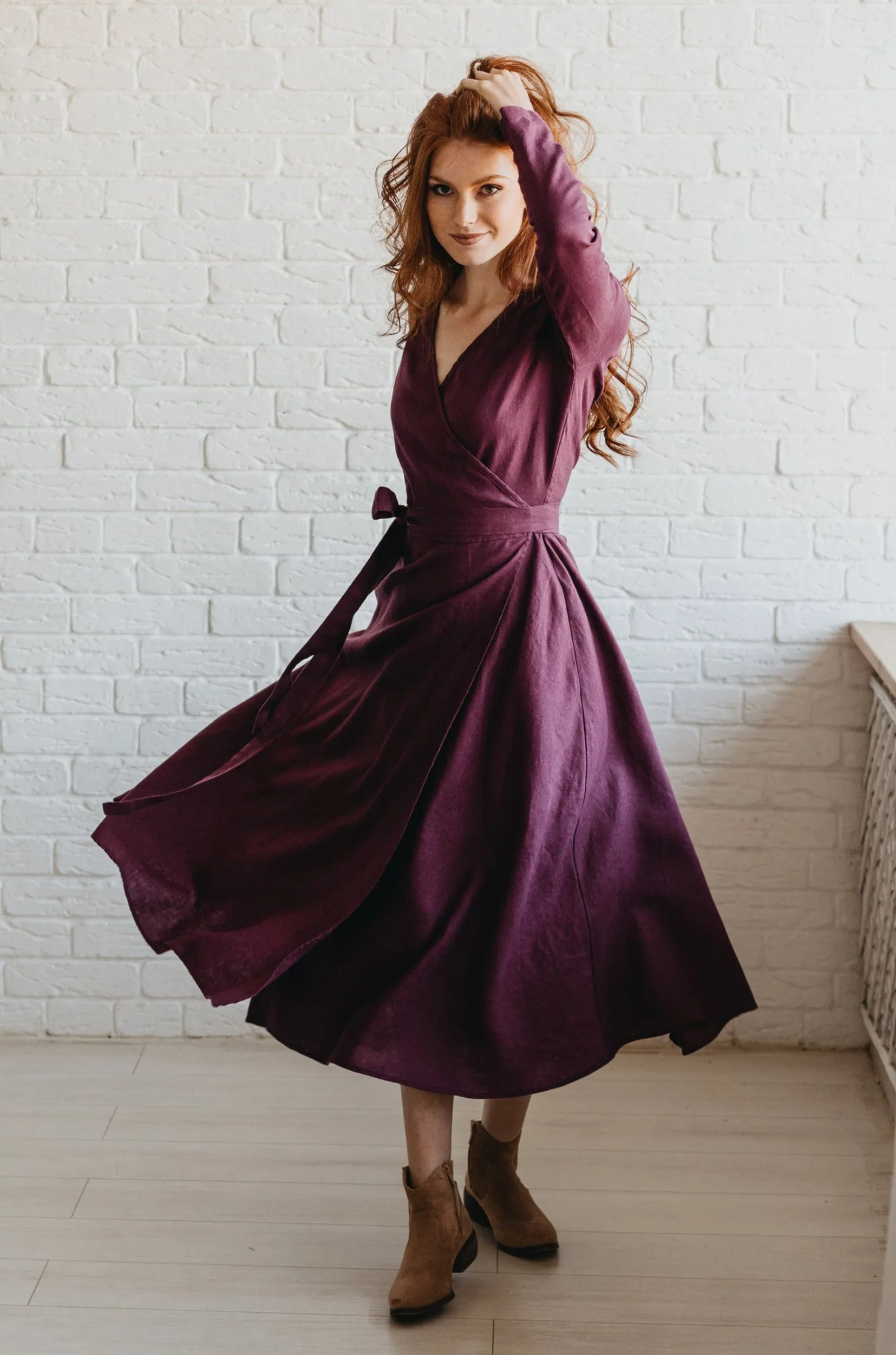 Linen A-Line Midi Dress