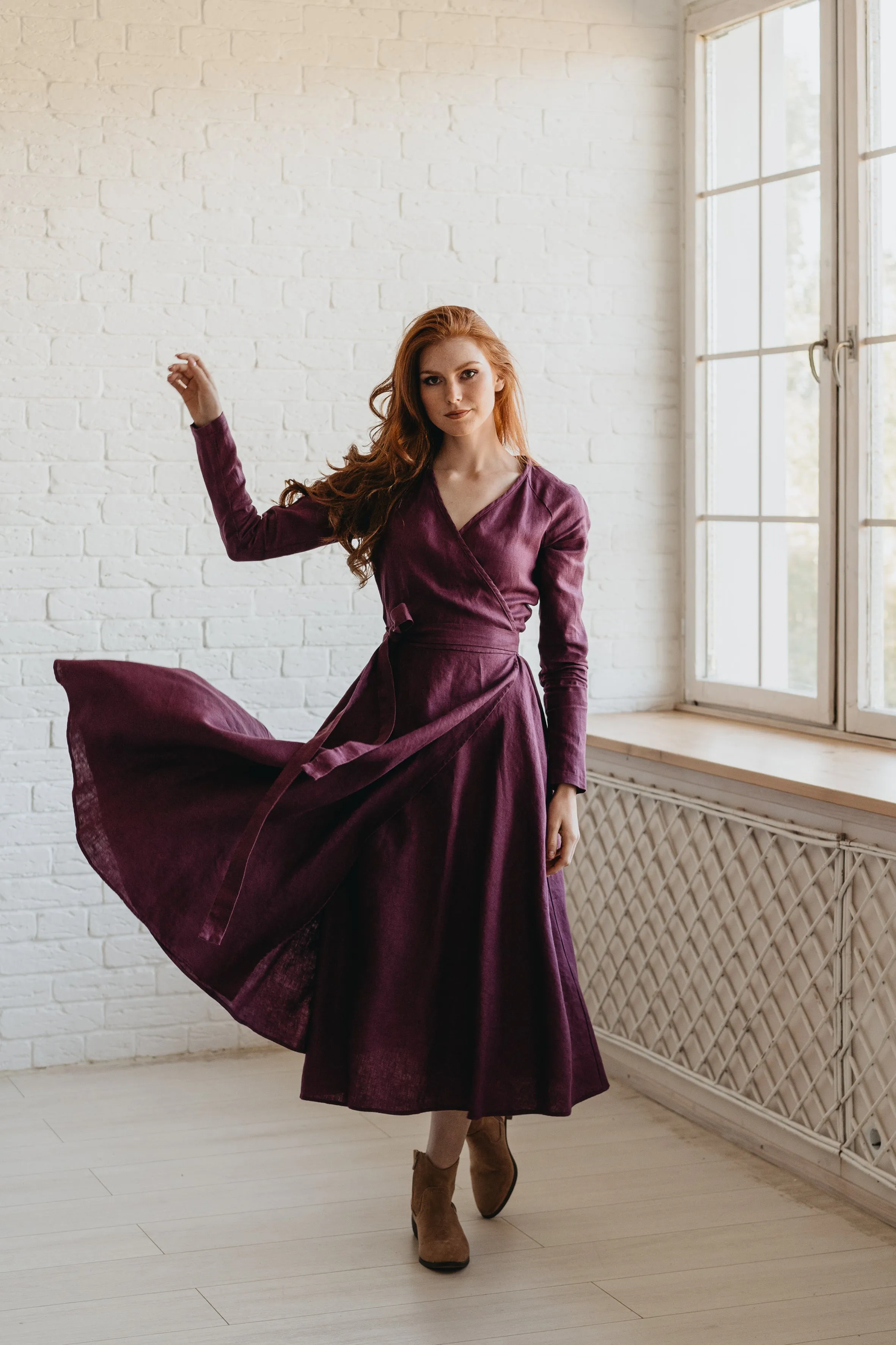 Linen A-Line Midi Dress