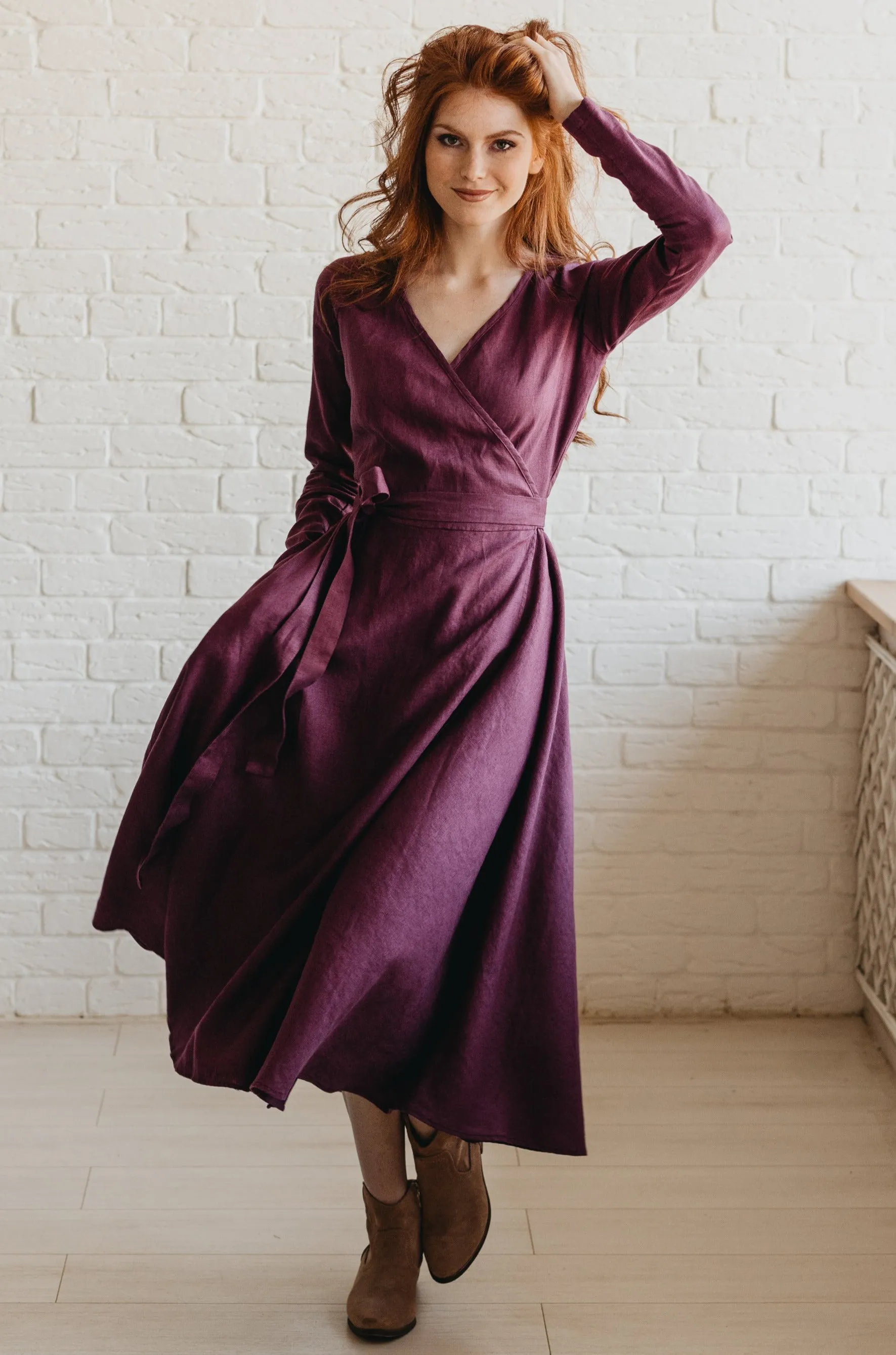 Linen A-Line Midi Dress