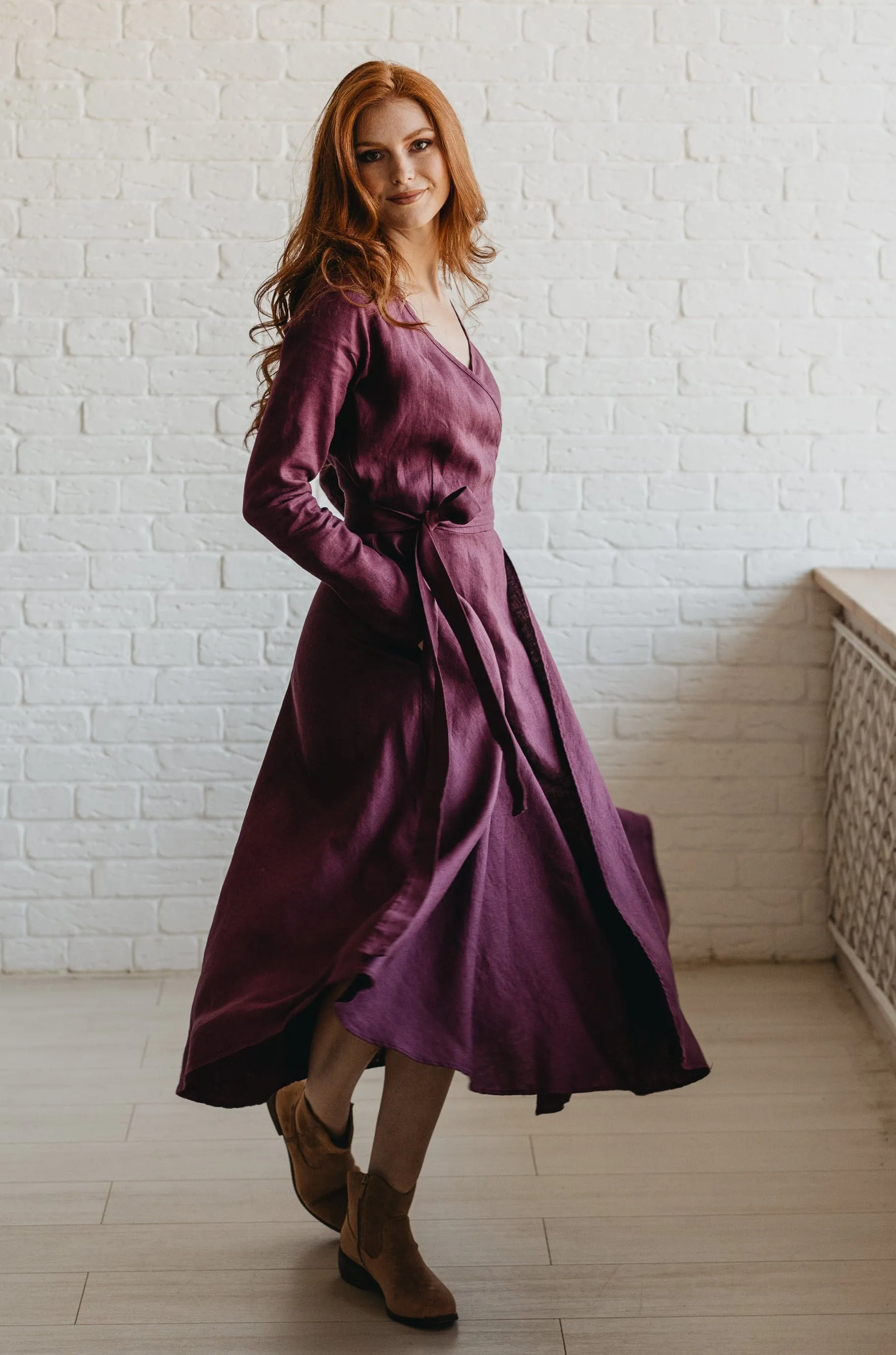Linen A-Line Midi Dress