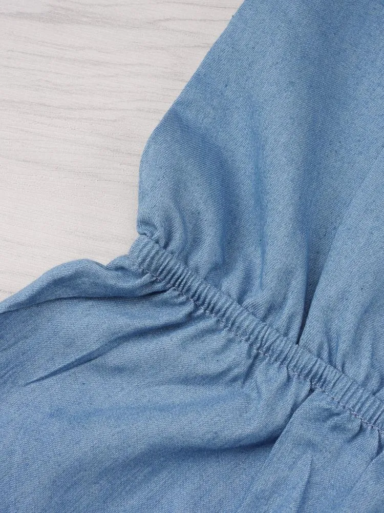 Little Girl Jumpsuit Flutter Sleeve Blue Jumpsuit
