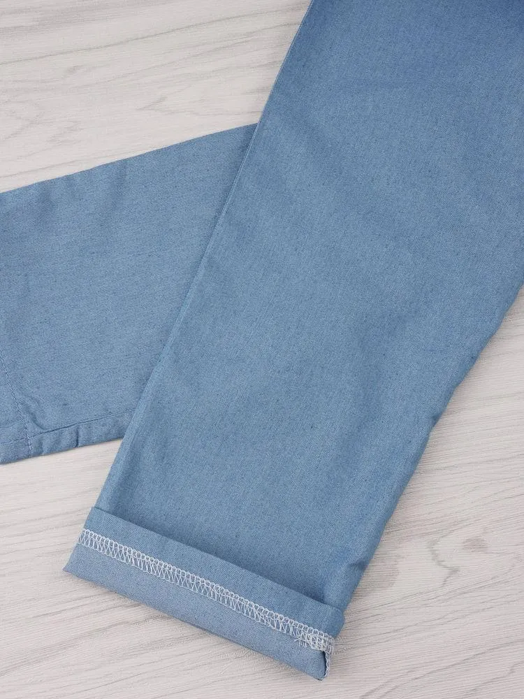 Little Girl Jumpsuit Flutter Sleeve Blue Jumpsuit