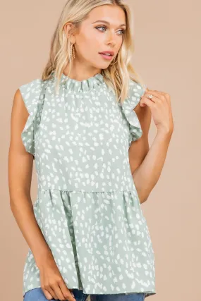 Live Your Life Sage Green Leopard Top