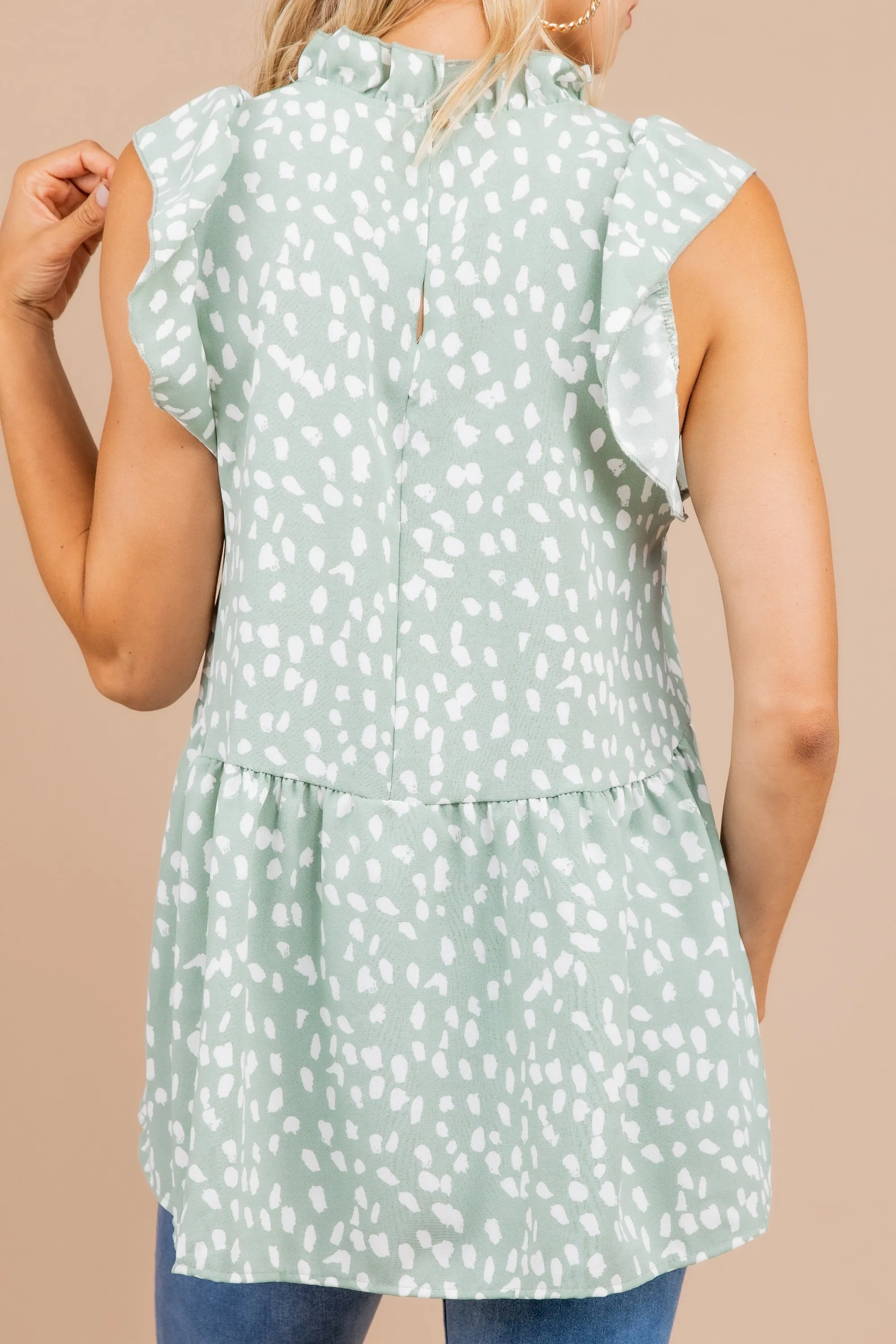 Live Your Life Sage Green Leopard Top