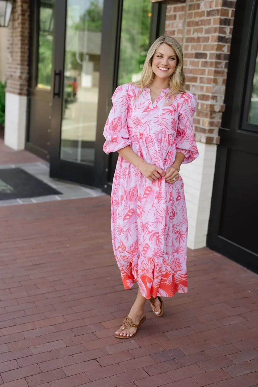 Long Sleeve Jenny Maxi- Pink