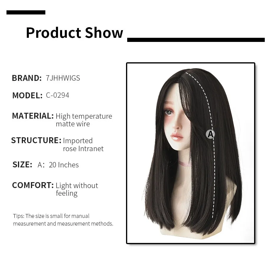 Long Straight Hair Synthetic Wig Daily Wear Non-Reflective Black Light Brown Wig For Women Heat-Resistant Wig