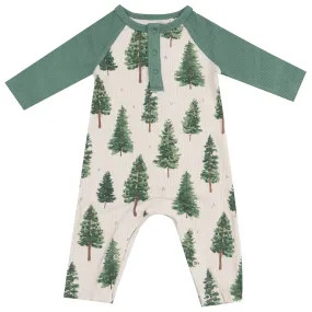 L/S Raglan Romper - Forest Trees