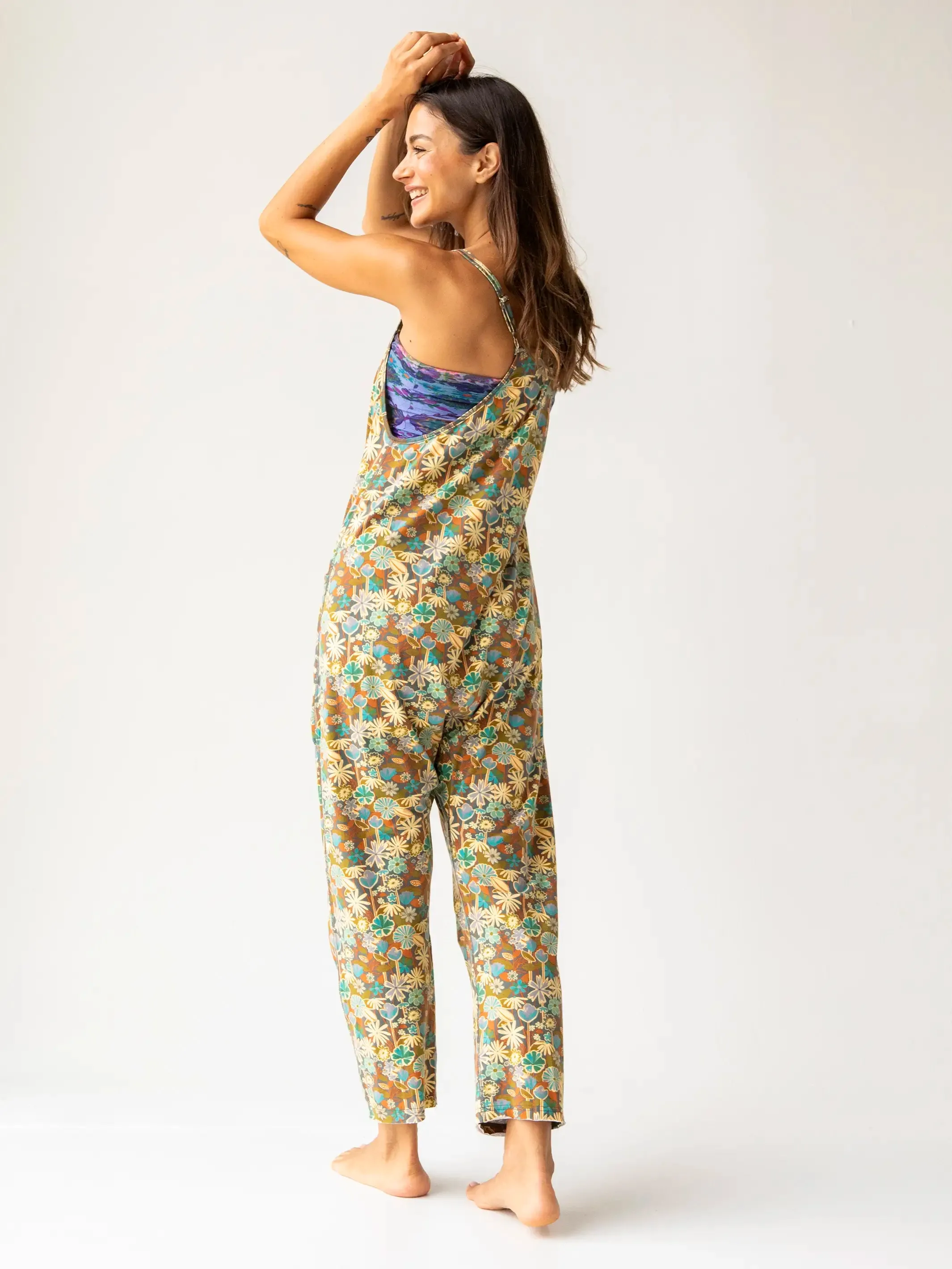 Lucy Jumpsuit - Green Blue Garden