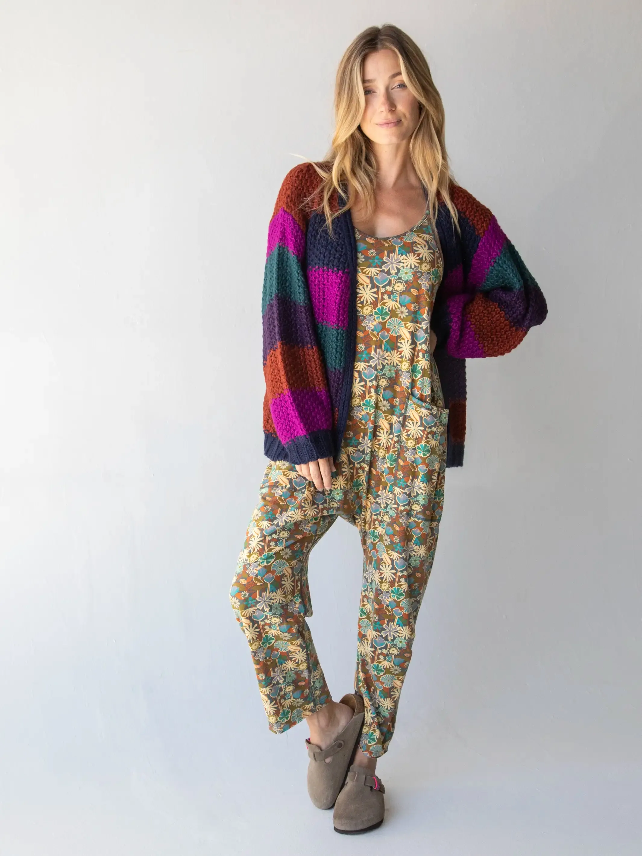 Lucy Jumpsuit - Green Blue Garden
