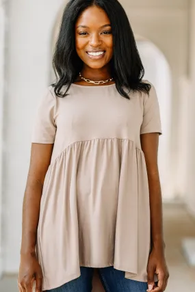 Make It Known Ash Mocha Brown Babydoll Top