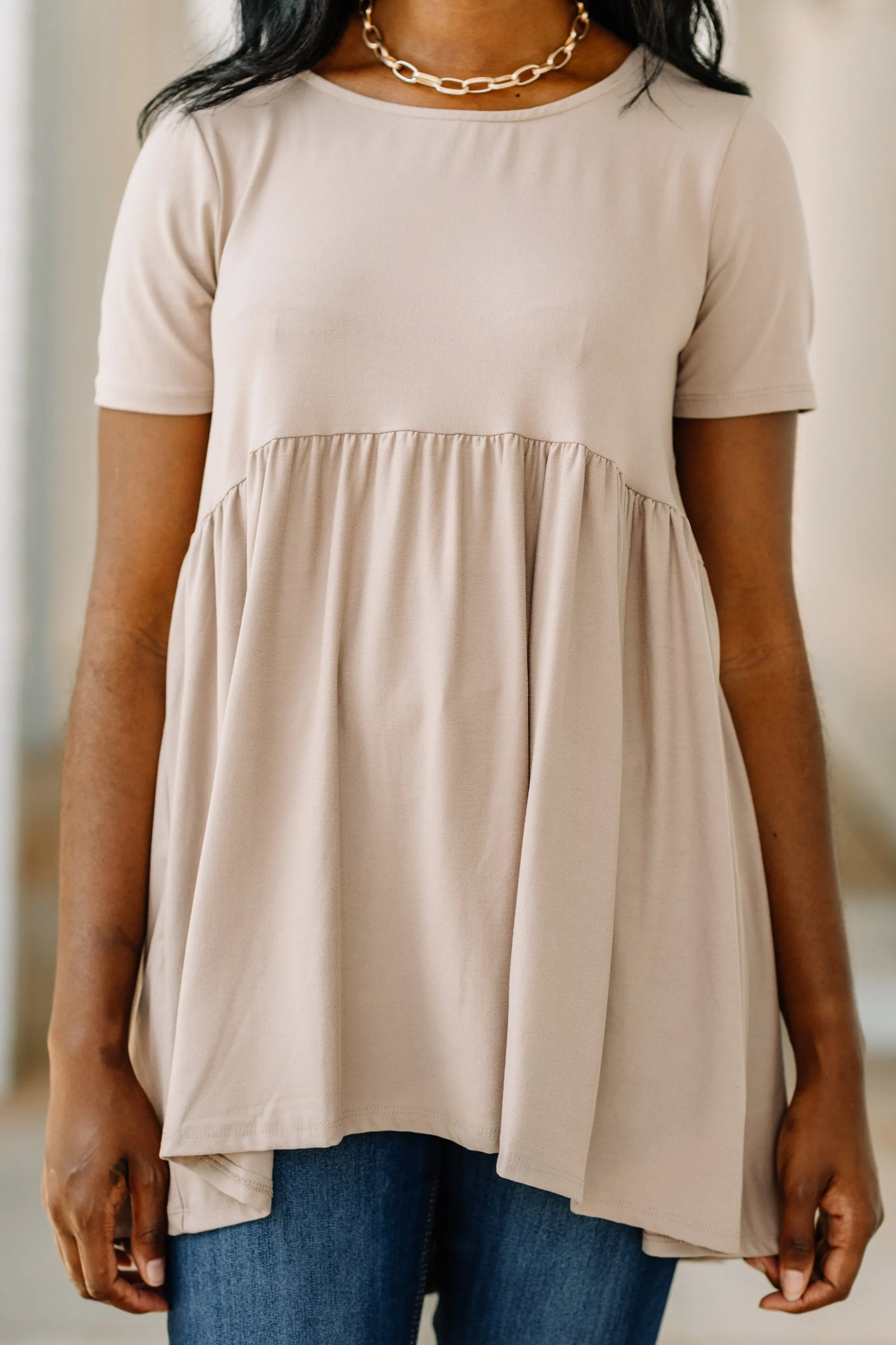 Make It Known Ash Mocha Brown Babydoll Top