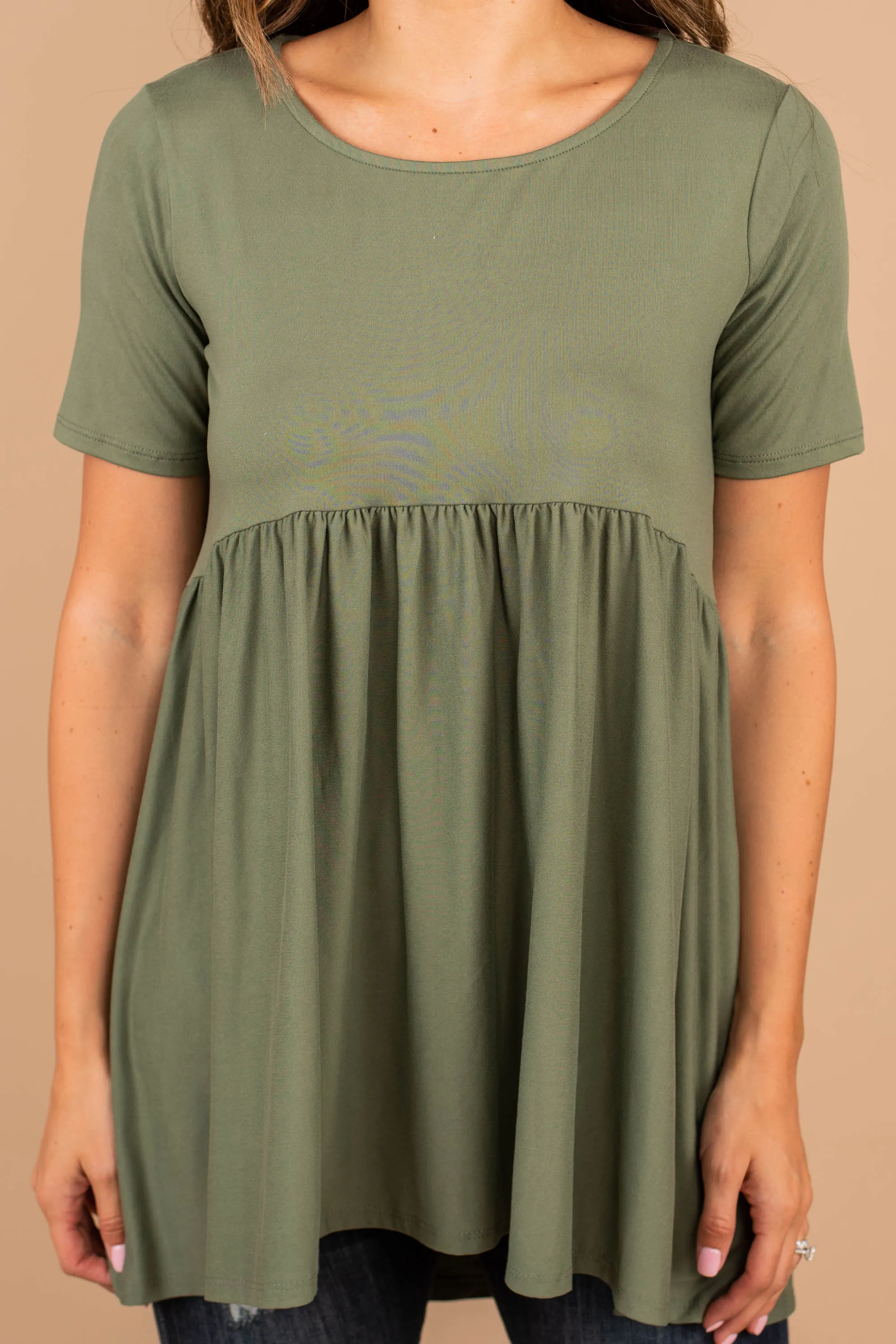 Make It Known Light Olive Green Babydoll Top