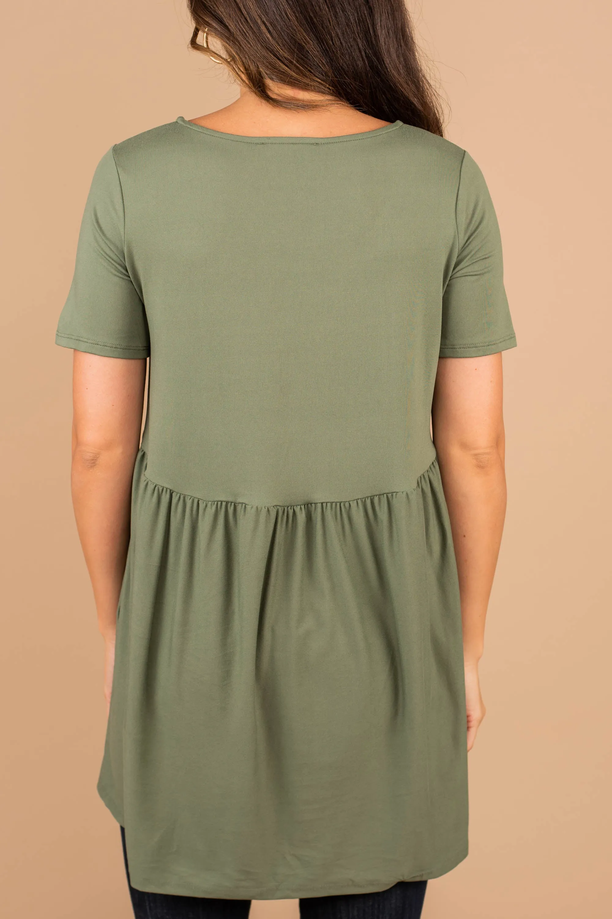 Make It Known Light Olive Green Babydoll Top