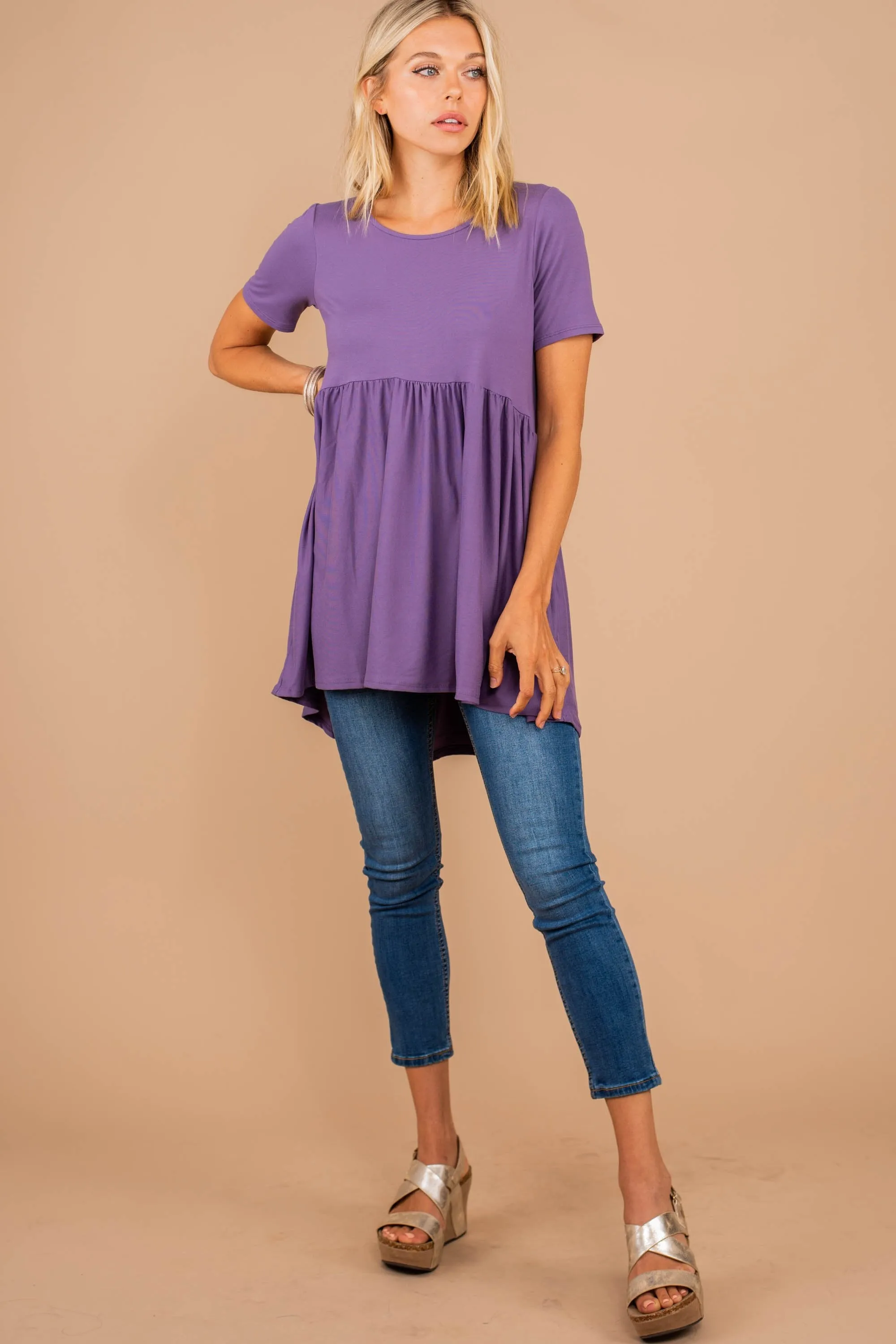 Make It Known Lilac Purple Babydoll Top