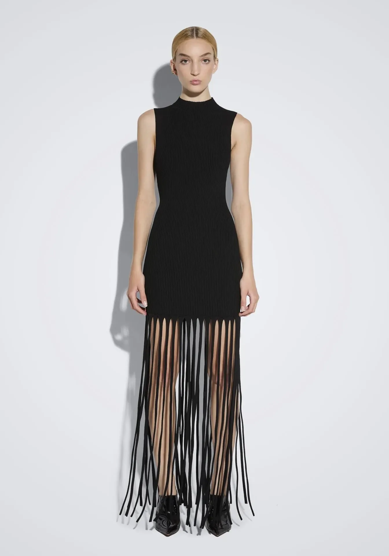 Matte Viscose Fringe Dress