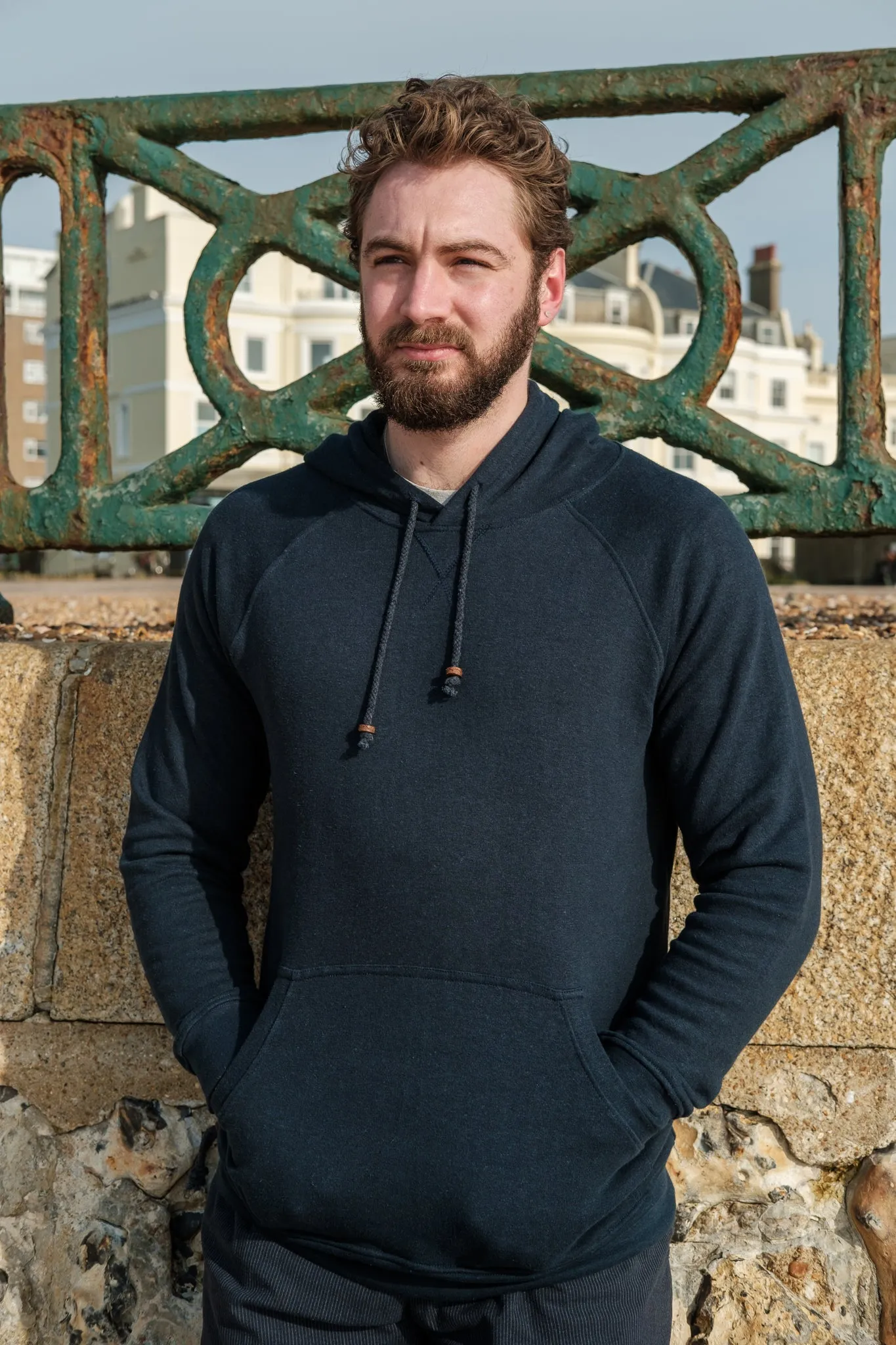 Mens Hemp and Cotton fleece Hoody - Blue