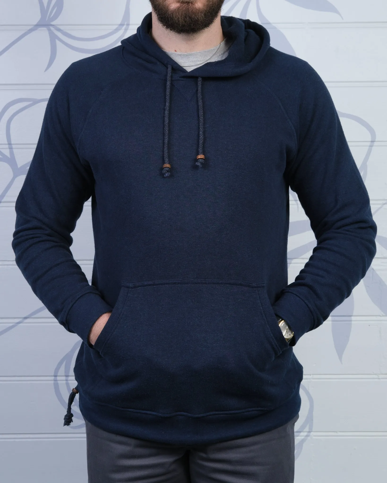 Mens Hemp and Cotton fleece Hoody - Blue