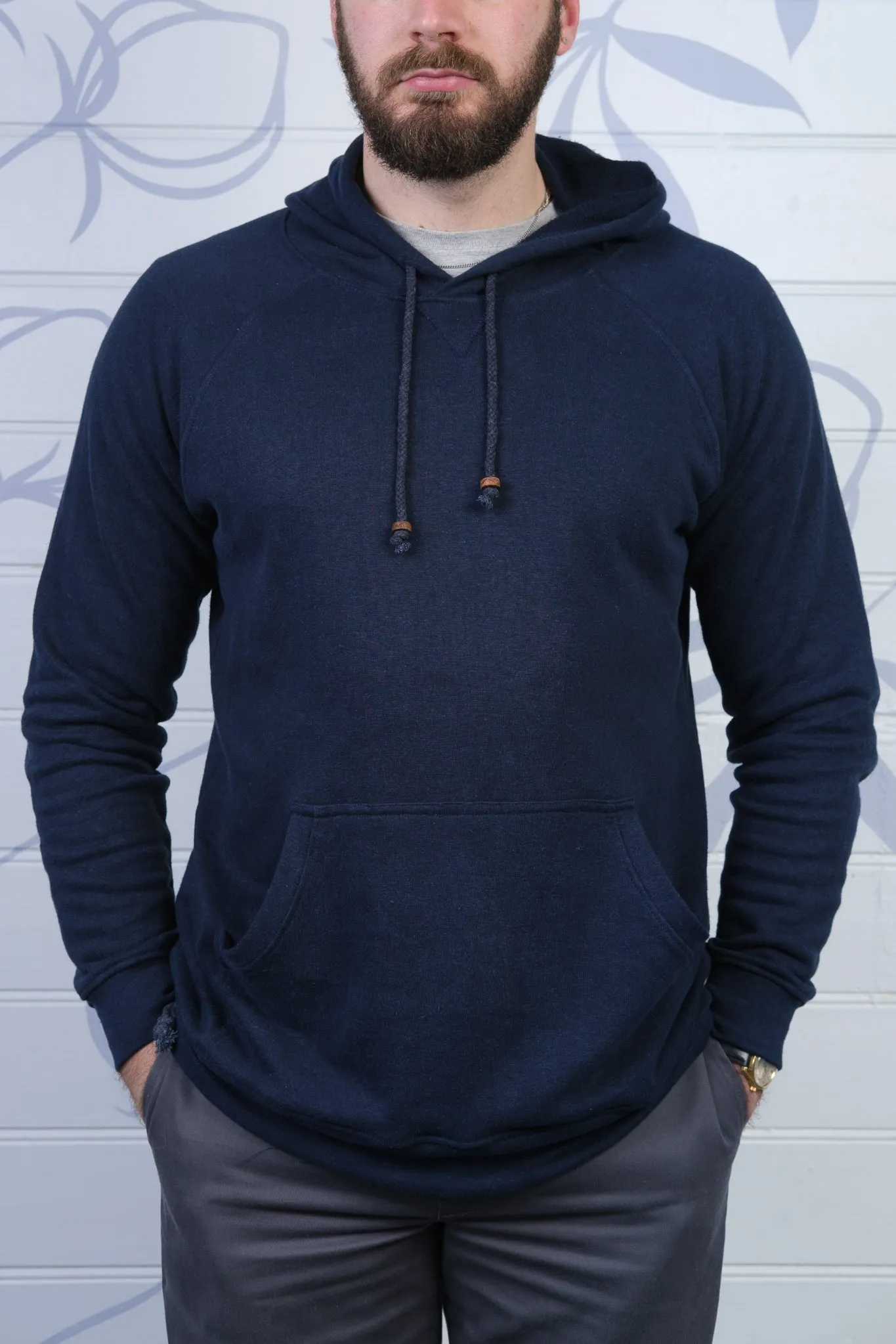 Mens Hemp and Cotton fleece Hoody - Blue