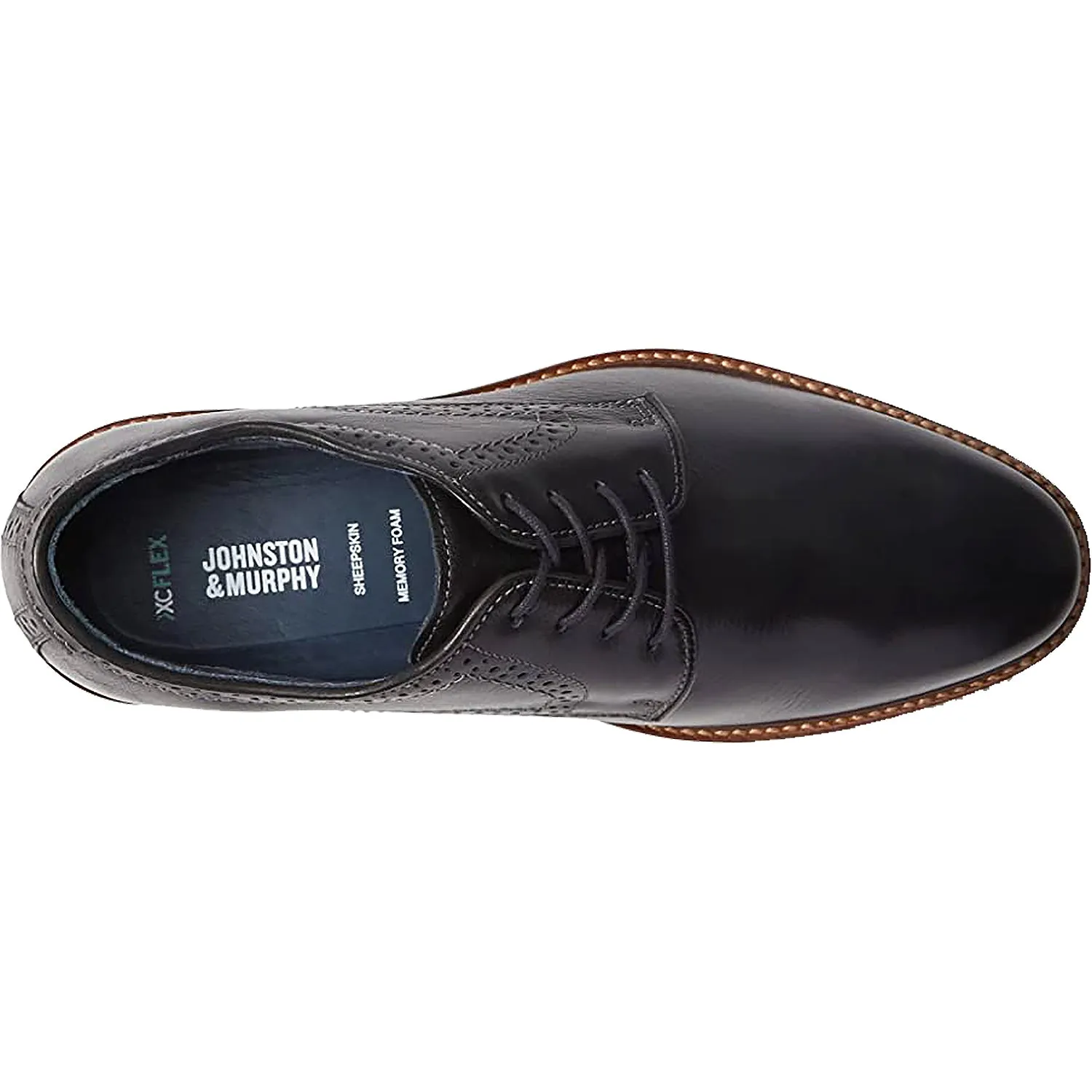 Men's Johnston & Murphy XC Flex Raleigh Plain Toe Black Full Grain Leather