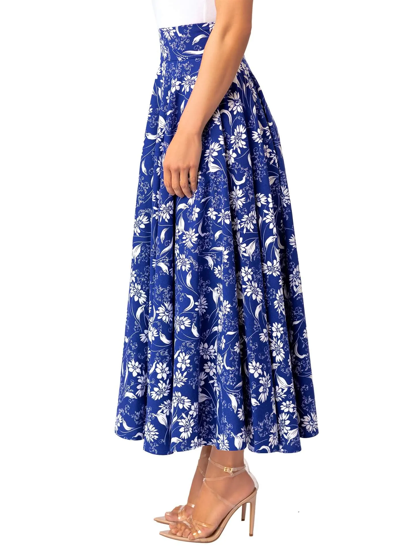 “Mídé” Blue Banded Floral Skirt