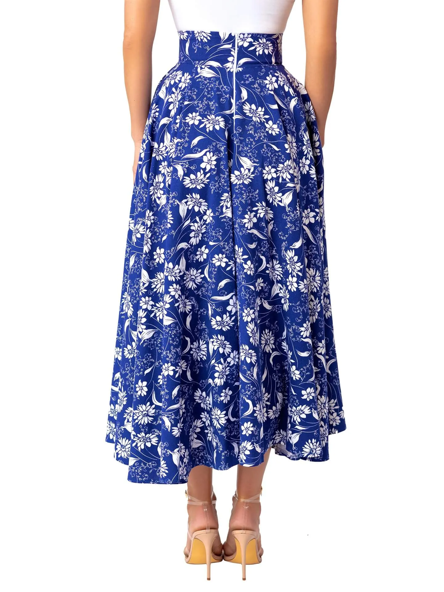 “Mídé” Blue Banded Floral Skirt